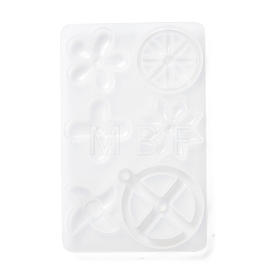 Flat Round Spinning Pendant and Windmill & Snowflake & Flower & Clover & Tyre Cabochon Silicone Molds DIY-P059-08-1