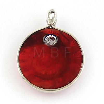 Handmade Silver Foil Lampwork Pendants FOIL-S135-01-B-1