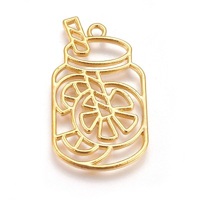 Zinc Alloy Open Back Bezel Pendants PALLOY-WH0039-05G-B-1