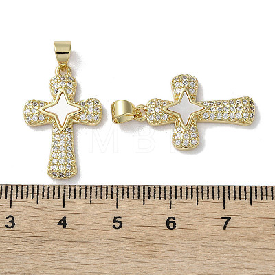 Brass Micro Pave Cubic Zirconia Pendants KK-G485-29B-G-1