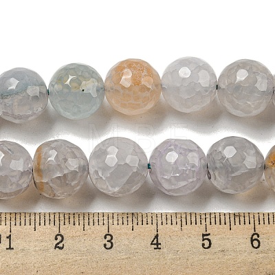 Faceted Natural Dragon Veins Agate Beads Strands G-F447-12mm-I02-1