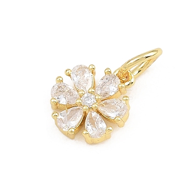 Brass Micro Pave Clear Cubic Zirconia Charms KK-E798-02E-G-1