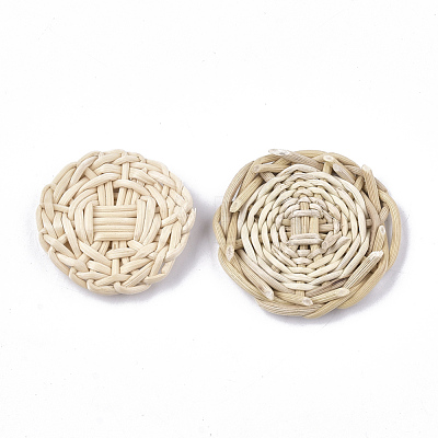 Handmade Reed Cane/Rattan Woven Beads X-WOVE-T006-020-1