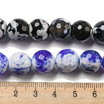 Faceted Natural Fire Crackle Agate Beads Strands G-F447-12mm-G-1