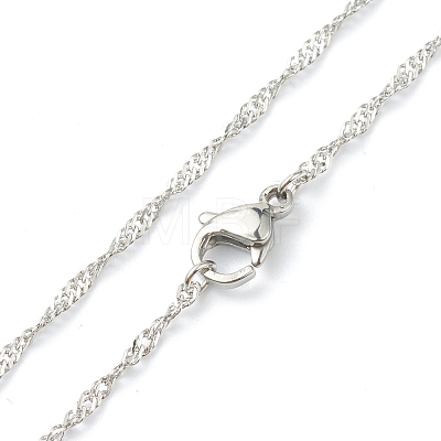 304 Stainless Steel Singapore Chain Necklaces NJEW-I248-10P-1