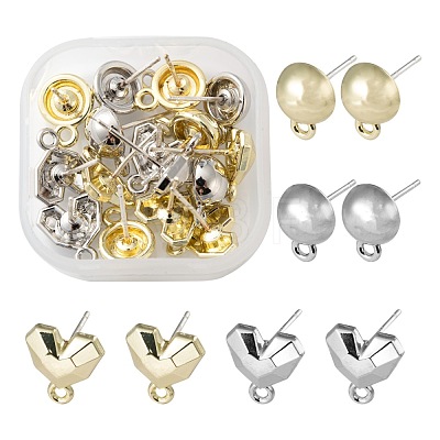 16Pcs 4 Style Spray Painted Alloy Stud Earrings Findings FIND-LS0001-66-1