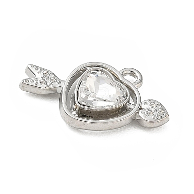 Alloy Rhinestone Pendants Heart with Arrow Charms RB-CBA7D90-03P-1