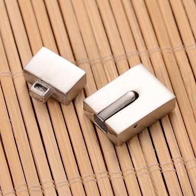 Matte 304 Stainless Steel Rectangle Magnetic Clasps STAS-I045-04B-1