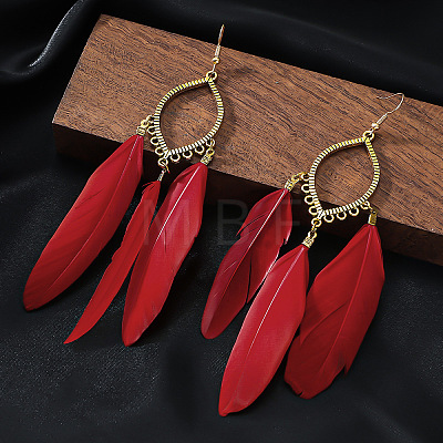 Alloy Horse Eye with Feather Dangle Earrings FS-WGC7A14-03-1