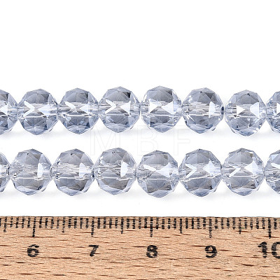 Electroplate Transparent Glass Round Beads Strands EGLA-T029-8mm-12T-07-1