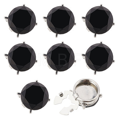 8Pcs Brass Rhinestone Cufflinks BUTT-GL0001-08A-1
