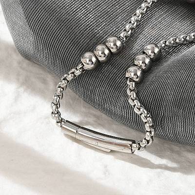 304 Stainless Steel Ball Chain Bracelets for Women Men BJEW-Z087-22P-1