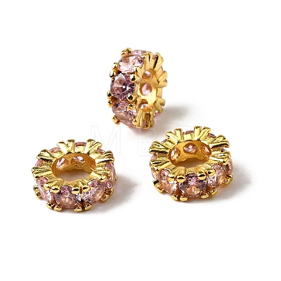 Brass with Cubic Zirconia European Beads ZIRC-L041-18G-1
