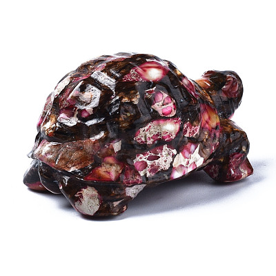 Tortoise Assembled Natural Bronzite & Synthetic Imperial Jasper Model Ornament G-N330-39A-01-1