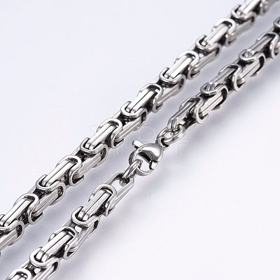 201 Stainless Steel Byzantine Chain Necklaces NJEW-F222-11P-1