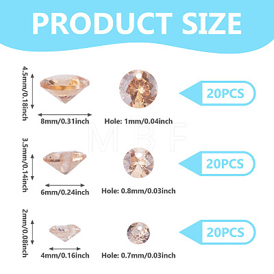 60Pcs 3 Styles Cubic Zirconia Charms ZIRC-TAD0001-01E-1