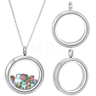 2Pcs Stainless Steel Locket Pendants STAS-BBC0010-31B-1