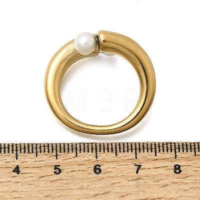 304 Stainless Steel with Imitation Pearl Cuff Open Rings for Women RJEW-Z144-01G-03-1