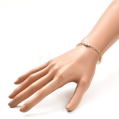Handmade CCB Plastic Imitation Pearl Beaded Bracelet for Girl Women BJEW-JB06734-1