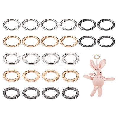 Beadthoven 24Pcs 6 Styles Zinc Alloy Spring Gate Rings FIND-BT0001-25-1