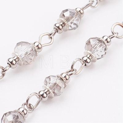 Faceted Glass Handmade Beaded Chains AJEW-JB00298-1