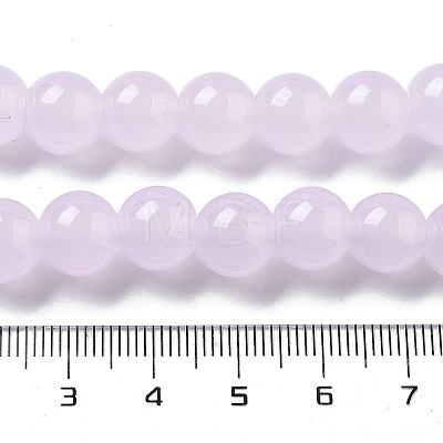 Imitation Jade Glass Round Beads Strands GLAA-A016-01B-1