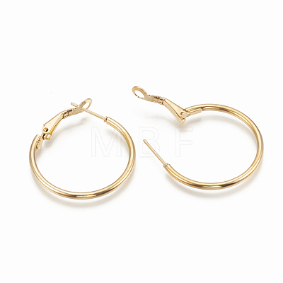 304 Stainless Steel Hoop Earrings X-STAS-S078-08-40mm-1