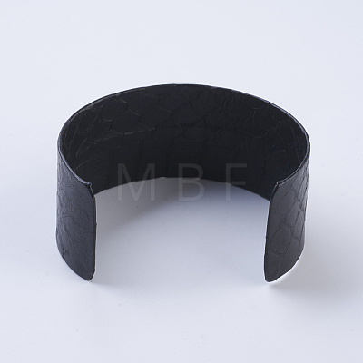 Handmade Snakeskin Leather Cord Cuff Bracelets BJEW-F073-A19-1