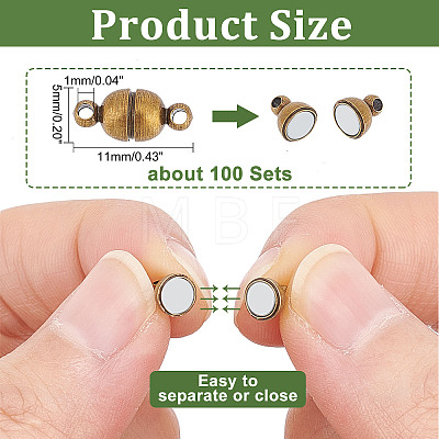 Round Brass Magnetic Clasps with Loops KK-PH0026-07M-1