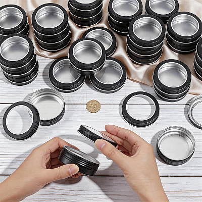 50Pcs Round Aluminum Packing Boxes with Visible Window Lid CON-WA0001-30-1