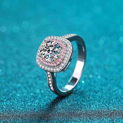 Rhodium Plated 925 Sterling Silver Micro Pave 6.5mm Cubic Zirconia Finger Rings for Women WGCD3AD-09-1