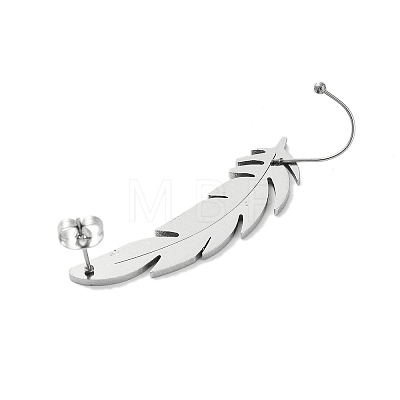 304 Stainless Steel Cuff Earrings for Girl Women Gift EJEW-B042-05P-B-1