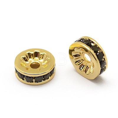 Brass Micro Pave Grade AAA Cubic Zirconia Bead Spacers ZIRC-G100-8mm-61G-NR-1