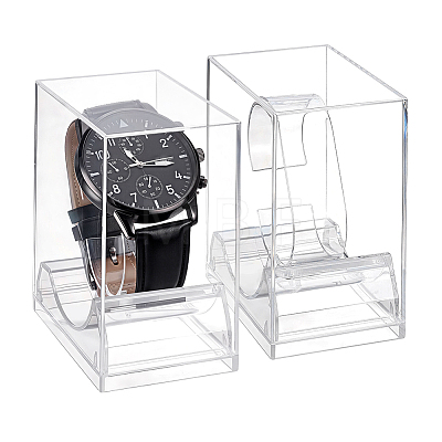 2Pcs Plastic Single Watch Display Cases CON-PH0003-56-1