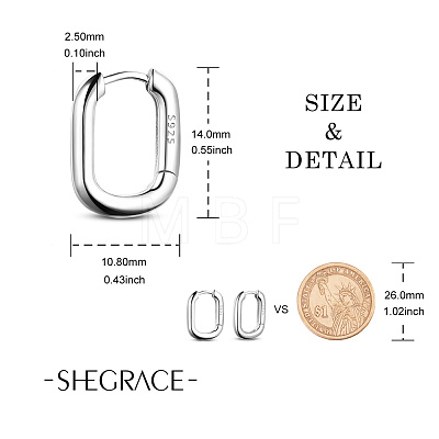 SHEGRACE 925 Sterling Silver Hoop Earrings JE834A-01-1