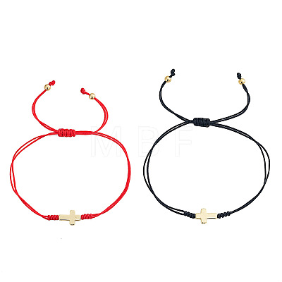2Pcs Adjustable Couple Cross Bead Bracelet Set WH6372-1-1