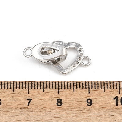 Brass Micro Pave Clear Cubic Zirconia Interlocking Clasps KK-C075-37P-1