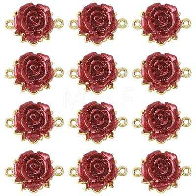 12Pcs Valentine's Day Rose Flower Alloy Links Connectors FIND-FS0004-87-1