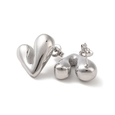 Heart 304 Stainless Steel Stud Earrings for Women EJEW-L272-033P-04-1