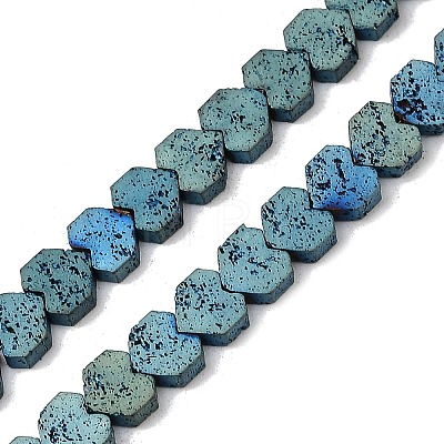 Electroplated Natural Lava Rock Beads Strands G-K388-04A-03-1