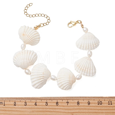 Natural Spiral Shell & Freshwather Pearl Beaded for Women BJEW-TA00746-1