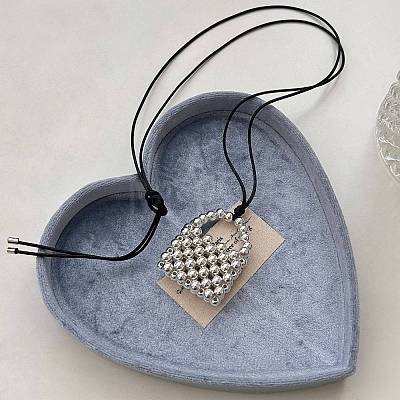 Alloy Round Beaded Handbag Pendant Necklaces for Women WGA77D5-01-1