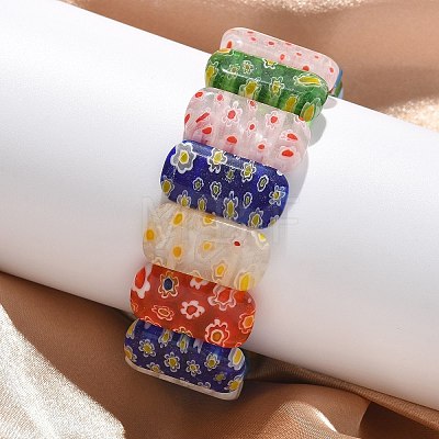 Handmade Millefiori Lampwork Beaded Stretch Bracelets for Men Women BJEW-G738-01C-14-1