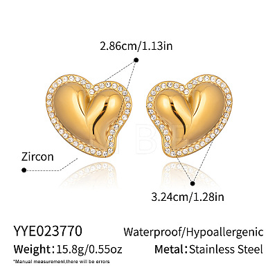 Heart 304 Stainless Steel Stud Earrings AO8083-6-1