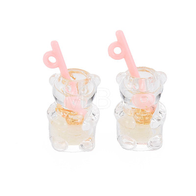 Imitation Bubble Tea/Boba Milk Tea Transparent Resin Pendants RESI-T052-04C-1