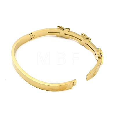 Ion Plating(IP) 304 Stainless Steel Cross Hinged Bangle BJEW-P298-04G-1