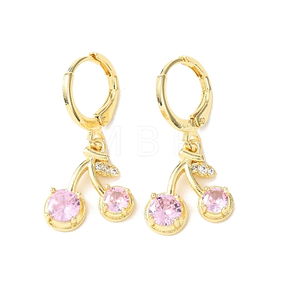Cherry Brass Micro Pave Cubic Zirconia Leverback Earrings EJEW-K324-01G-1