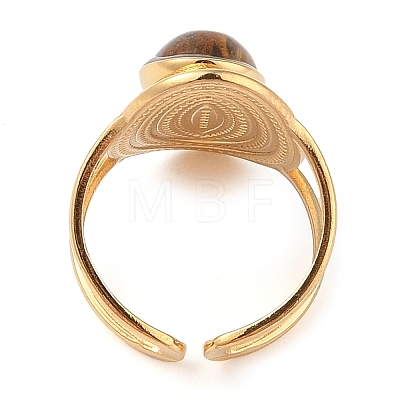 Oval Natural Mixed Stone Finger Rings RJEW-Z057-14G-1