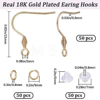 50Pcs 304 Stainless Steel Earring Hooks DIY-BBC0001-32-1