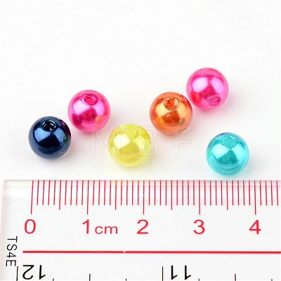 Mixed Color Imitation Pearl Acrylic Mardi Gras Round Beads X-PACR-8D-M-1